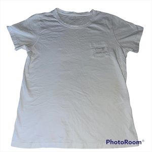 Vineyard Vines Gold Metallic White Short Sleeve Pocket Tee Sz Medium